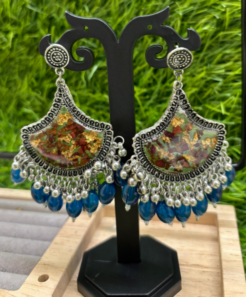 Resin Floral Theme Jhumka – Real Dried Flower Collection